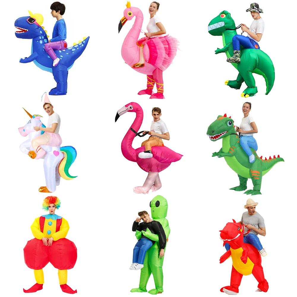 Adult Kids Dinosaur Alien Inflatable Costume Anime Cosplay Carnival Clown Flamingo Fancy Dress Party Halloween Costume Suits