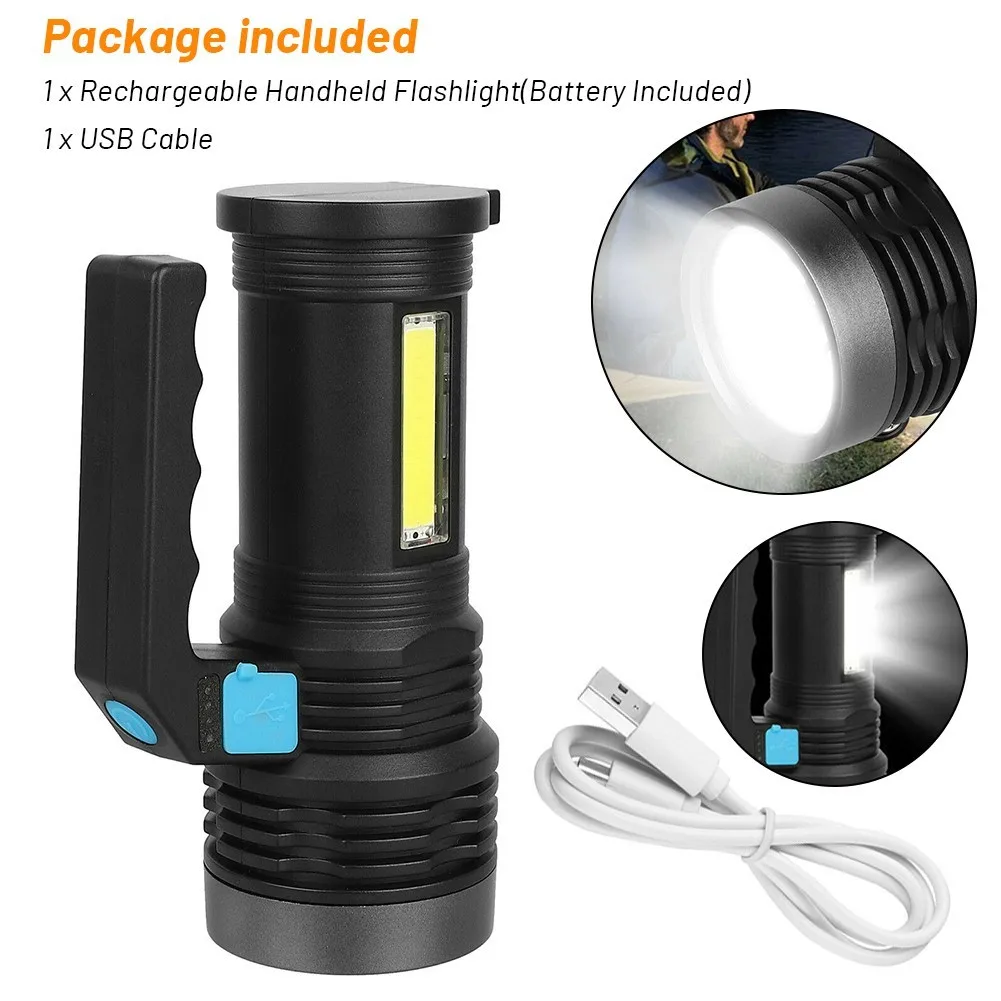 

Super Bright LED Searchlight Portable Rechargeable Spotlight Handheld Flashlight 1200mAH Built-in Battery Spotlight Camping Lamp
