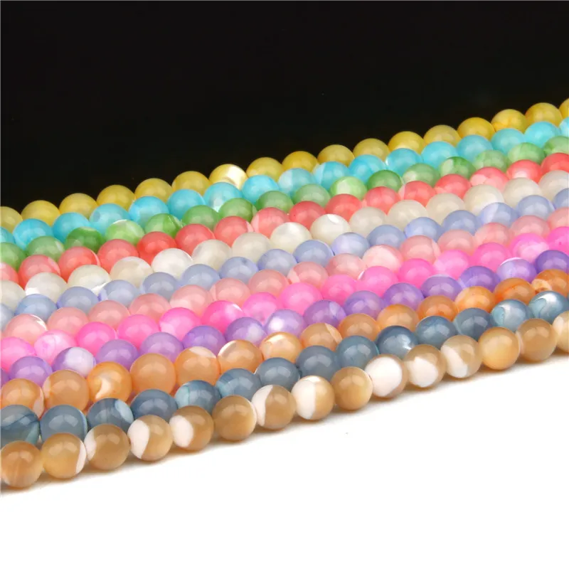 Окрашенные Перламутровые Бусины в виде ракушек натуральные круглые ракушки