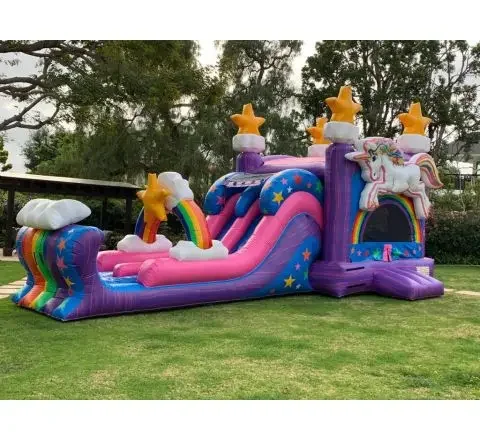 Коммерческий надувной единорог Bounce House горка комбинированный прыгающий замок