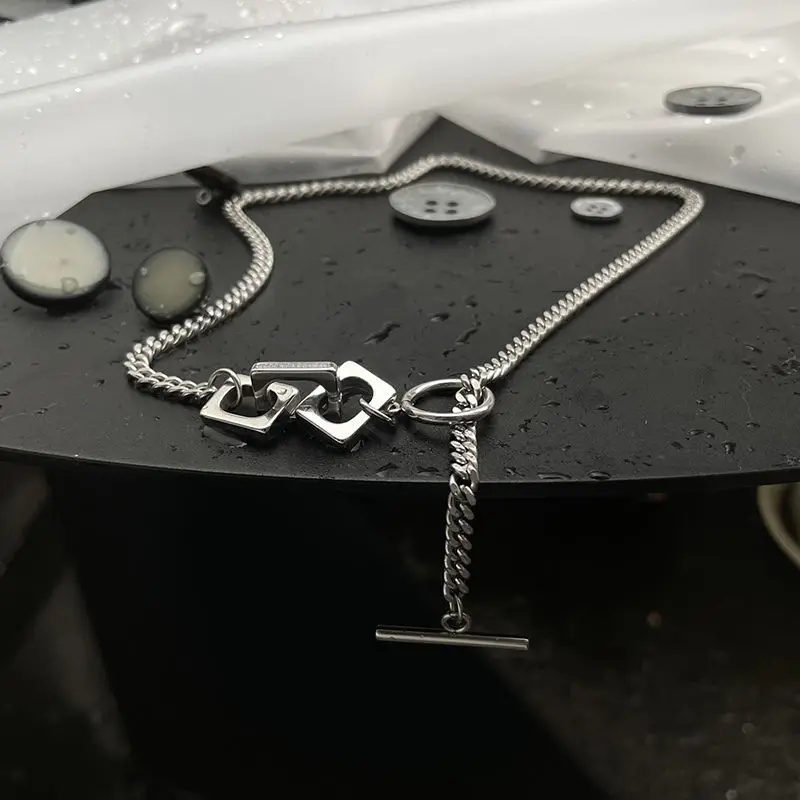 

Ожерелье из нержавеющей стали с квадратной пряжкой, женская летняя цепочка до ключиц в стиле хип-хоп, новинка 2022, украшения