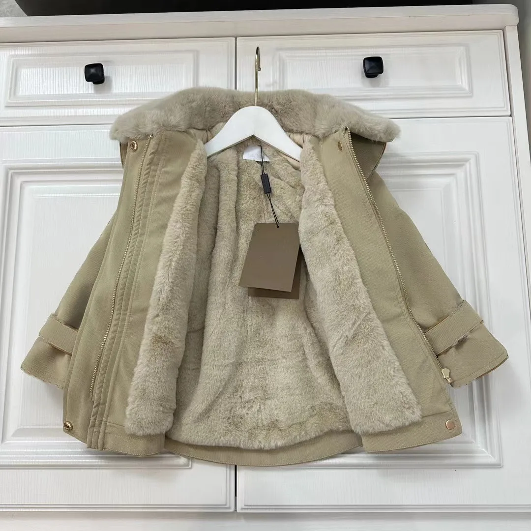 

2022 зимнее теплое пальто, Высококачественная детская одежда абрикосового цвета для девочек, пальто с лацканами, пальто, детская одежда 4, 6, 8, ...