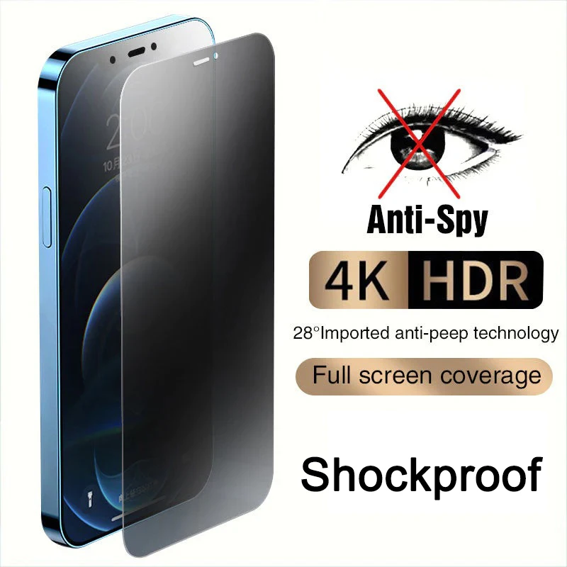 

Anty Peeping Phone Screen Film 4K Clear HDR Full Cover Anti-Spy Tempered Glass Screen Protector For iPhone 14 13 12 11 Pro Max