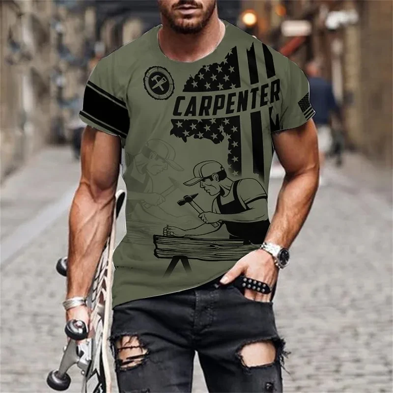 Плотничная рубашка Мужская футболка индивидуальная форма топы летняя
