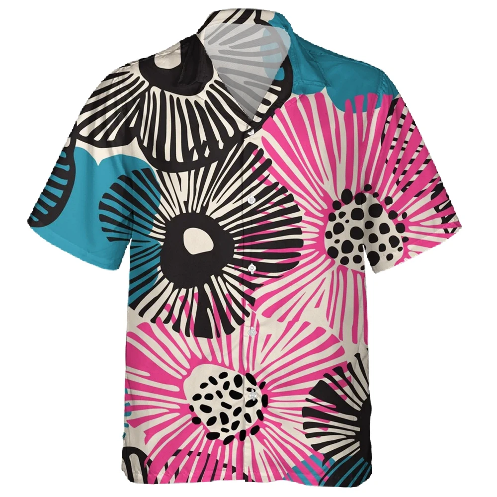 

Colorful New 3D Black Flower Pattern All Print Hawaiian Mens Shirts Short Sleeve Oversized Tops Fashion Casual Loose Beach 5XL