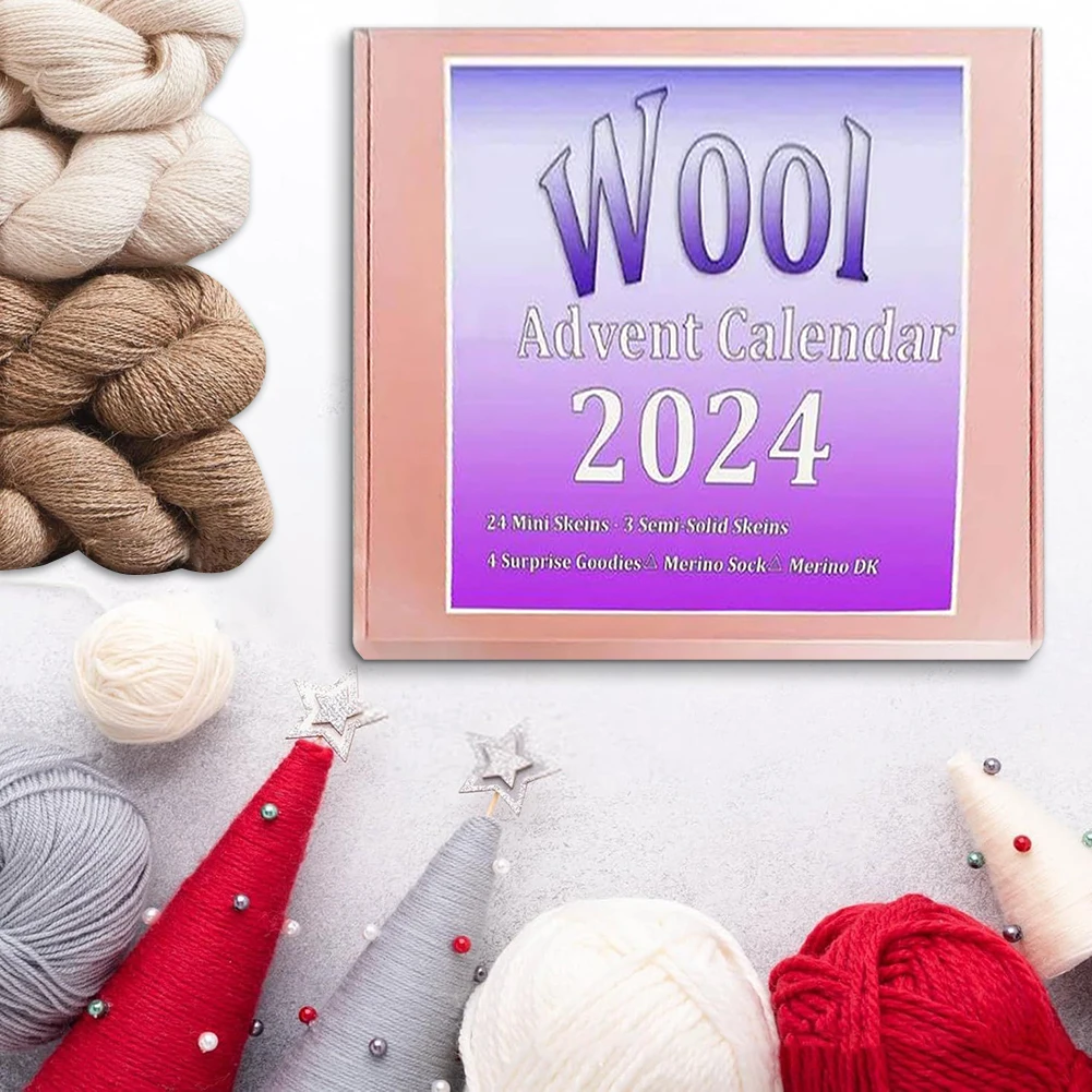 Календарь из шерсти 24-дневный праздничный дегустационный мини-моток пряжи