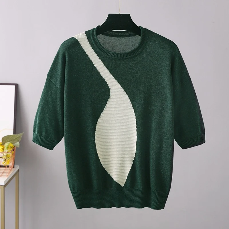 Женская одежда размера плюс рубашка с принтом спереди пуловер топ круглым