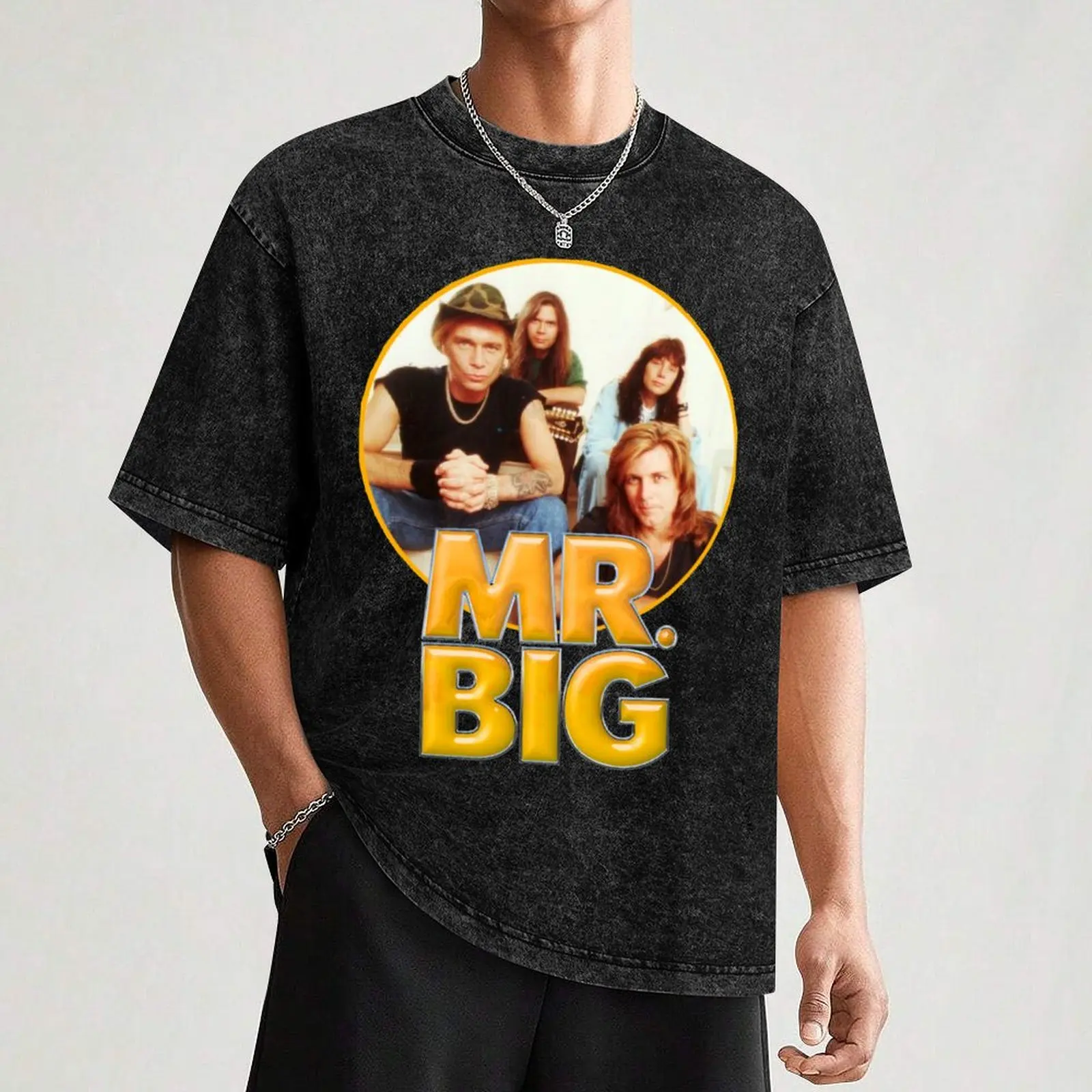 Фото Футболка Mr. Big Band с изображением Эрика Мартина, Пэта Торпея, Билли Ширана, Пола Гилберта, прочная повседневная рабочая футболка №3
