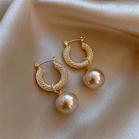 pearl earrings gold color round earrings fashion luxury ladies banquet jewelry for women luxury