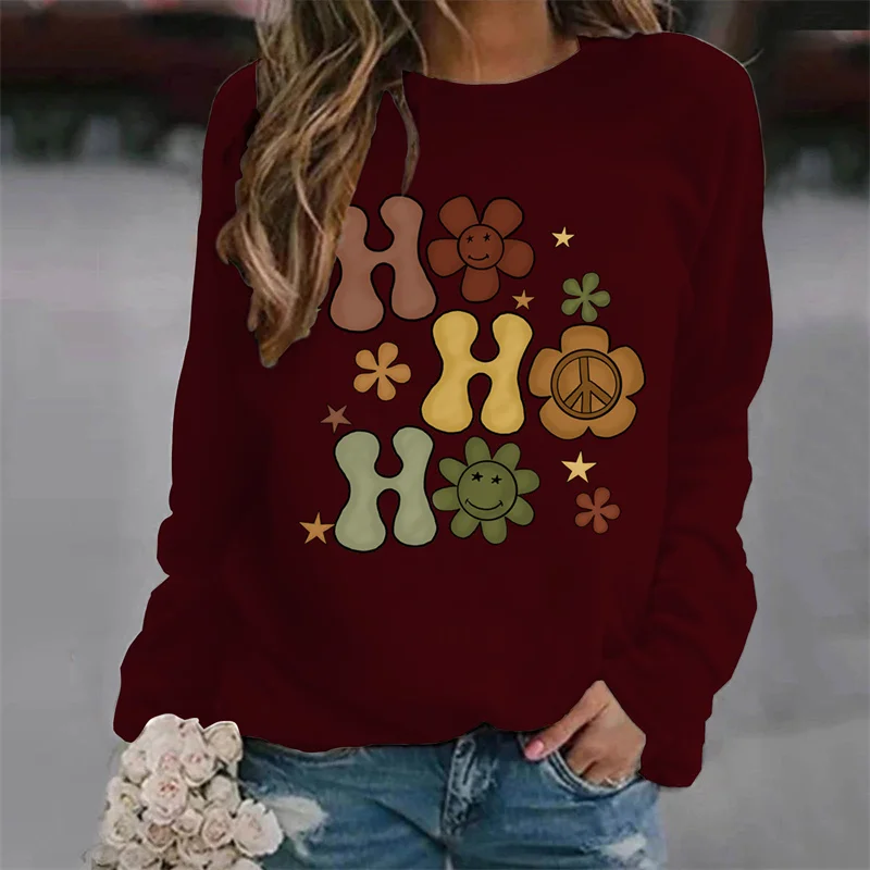 Merry Christmas Ho Ho Ho Print Harajuku Hoodies Winter Aesthetic Clothes Women Pullover Ladies Hoodies Sweatshirts Sudaderas