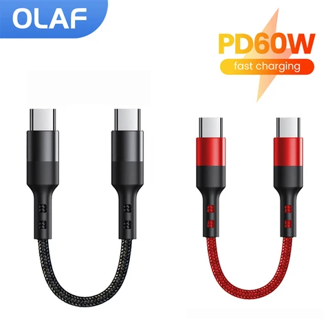 PD60W 30 см короткий кабель типа C/USB C кабель для быстрой зарядки USB-зарядное устройство шнур для передачи данных для iphone 15 Samsung Power Bank USB-кабель типа C