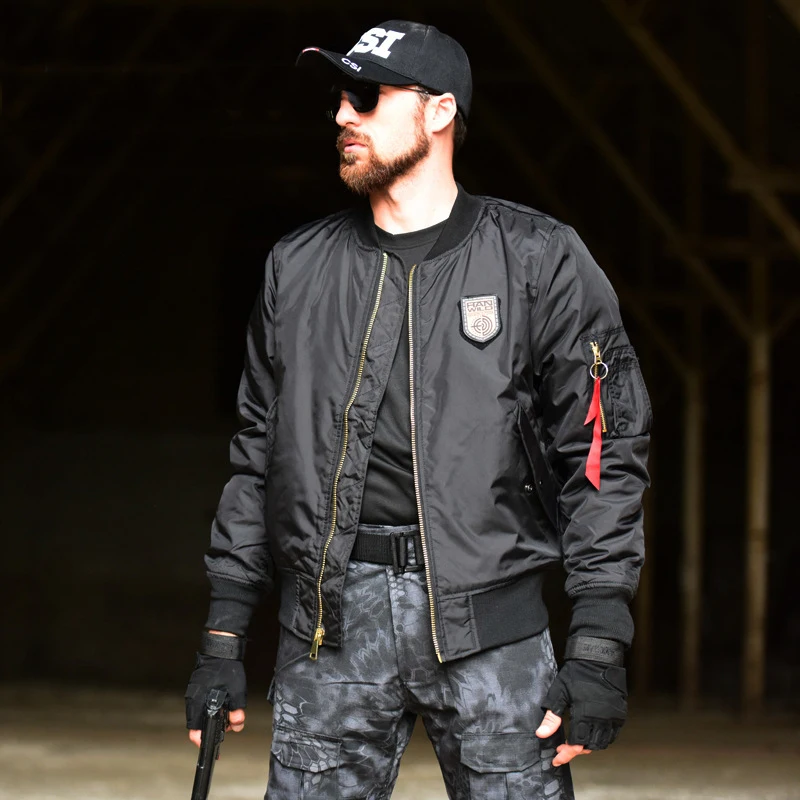 Куртка-бомбер мужская тактическая Бомбер на молнии с несколькими карманами