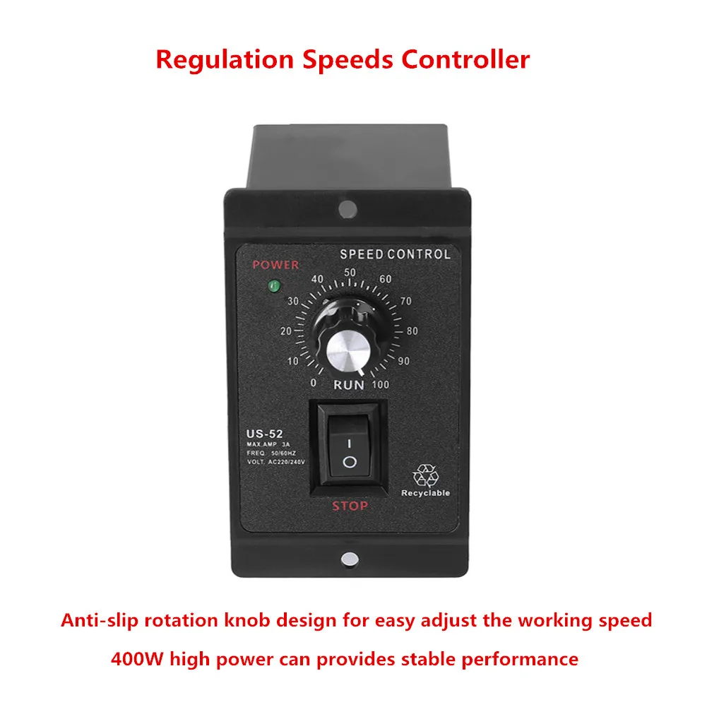 

400W Motor Speed Controller AC 220V 50Hz Digital Adjustable Stepless Single Phase Motor Speed Controller 0-1450rpm Regulator