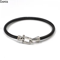 donia jewelry european and american fashion u shaped buckle titanium steel rope u shaped bracelet luxury bracelet