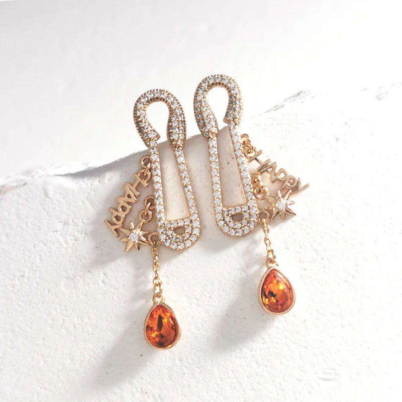 

Trending Jewelery Earrings made with Austrian Crystal for Girls Party New Pin Design Hanging Earring Women Christmas Bijoux Gift