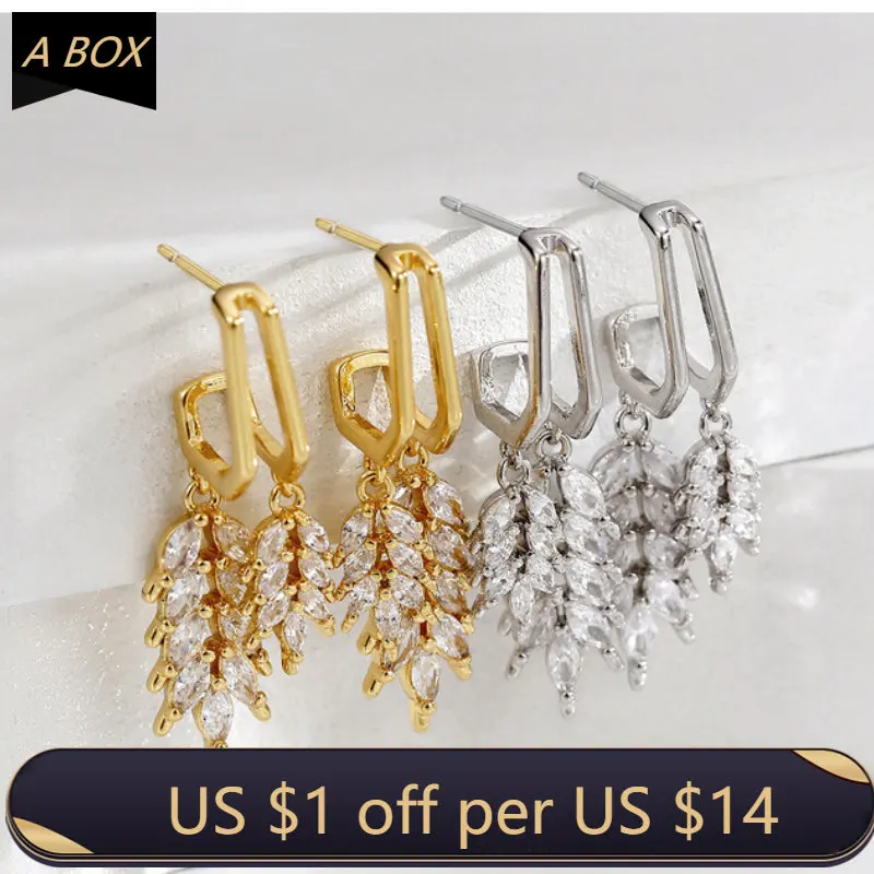 

2023 Creative Design Zircon Wheat Dangle Earrings Women's Fashion Luxury Jewelry Unusual Accessories For Girls