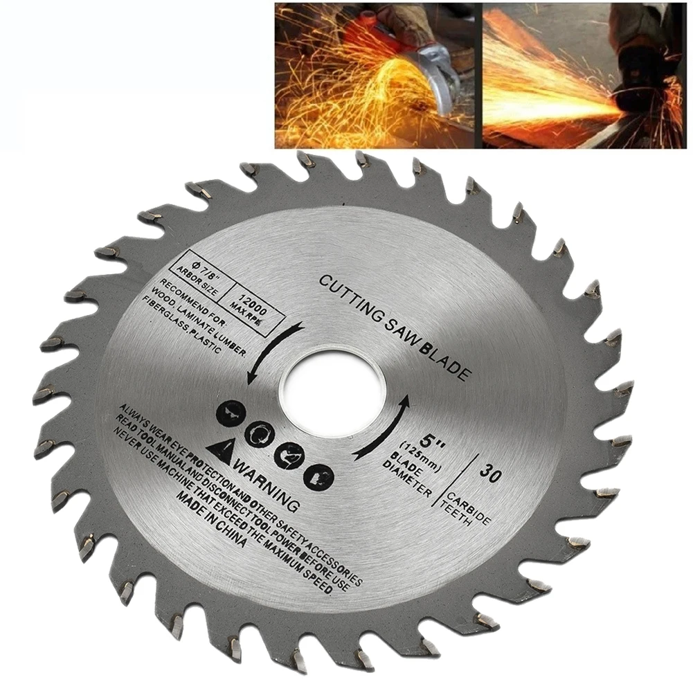 

5Inch Carbide Saw Blade Table 30T Cutting Disc For Wood Carbide Tipped Angle Grinder Woodworking Table Solid Wood Plywood Cutter