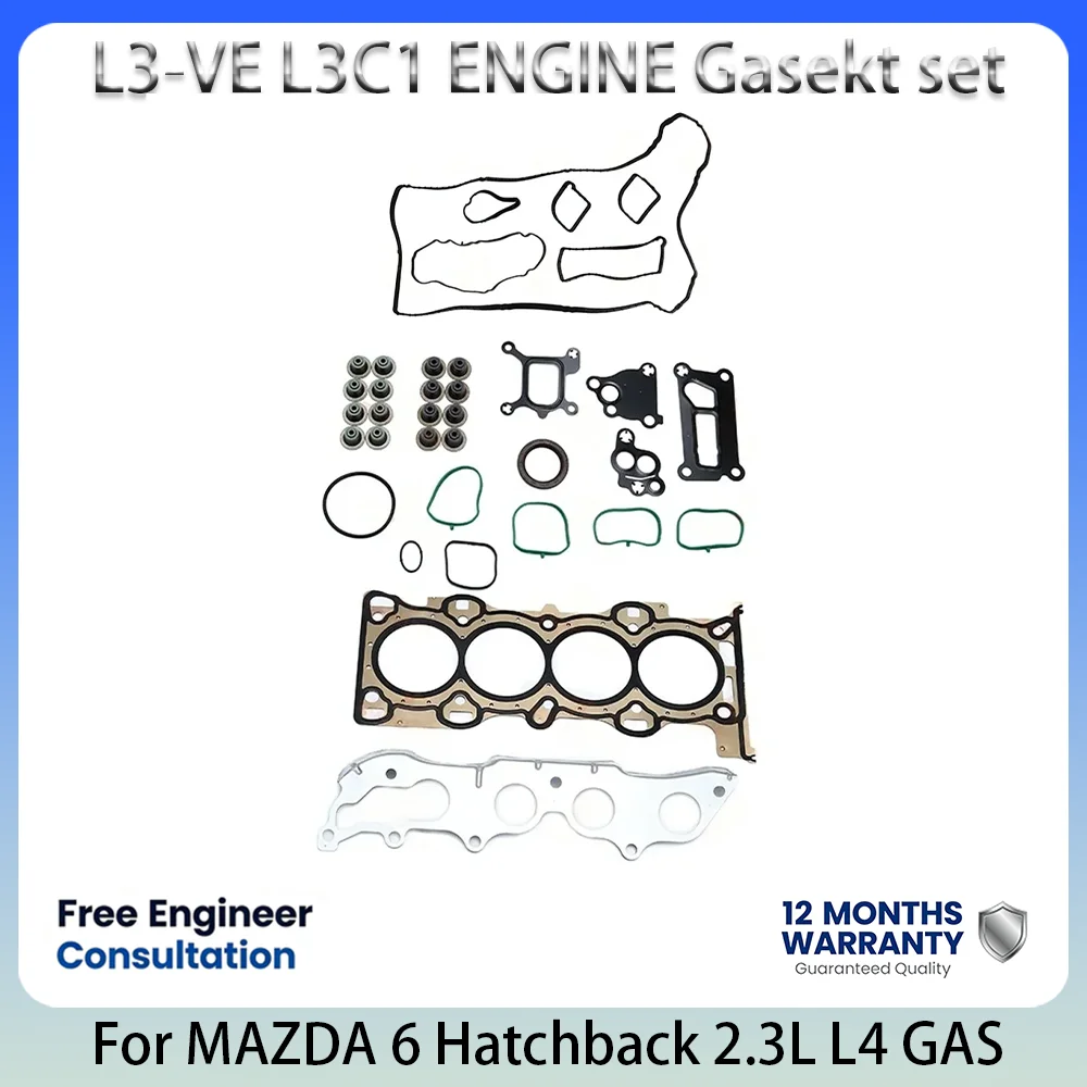Фото Полный комплект прокладок двигателя L3-VE L3C1 для MAZDA 6 Hatchback, 6 Saloon, 6 Station Wagon 2.3L 2.3 L T L4 GAS 02-08 50286200 8LGB10271 №1