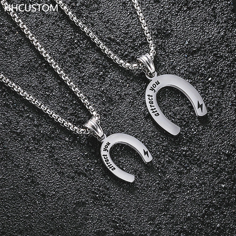 

HHCUSTOM Custom U-Shape Necklace Personality Stainless Steel Letter Name Pendant Choker Couple Jewelry For Unisex Birthday Gift