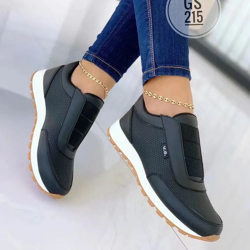 

2022 Fall Ladies Sneakers Casual Running Fashion Round Toe Canvas Flat Women Sneakers PU White Black Women's Shoes Size 35-43