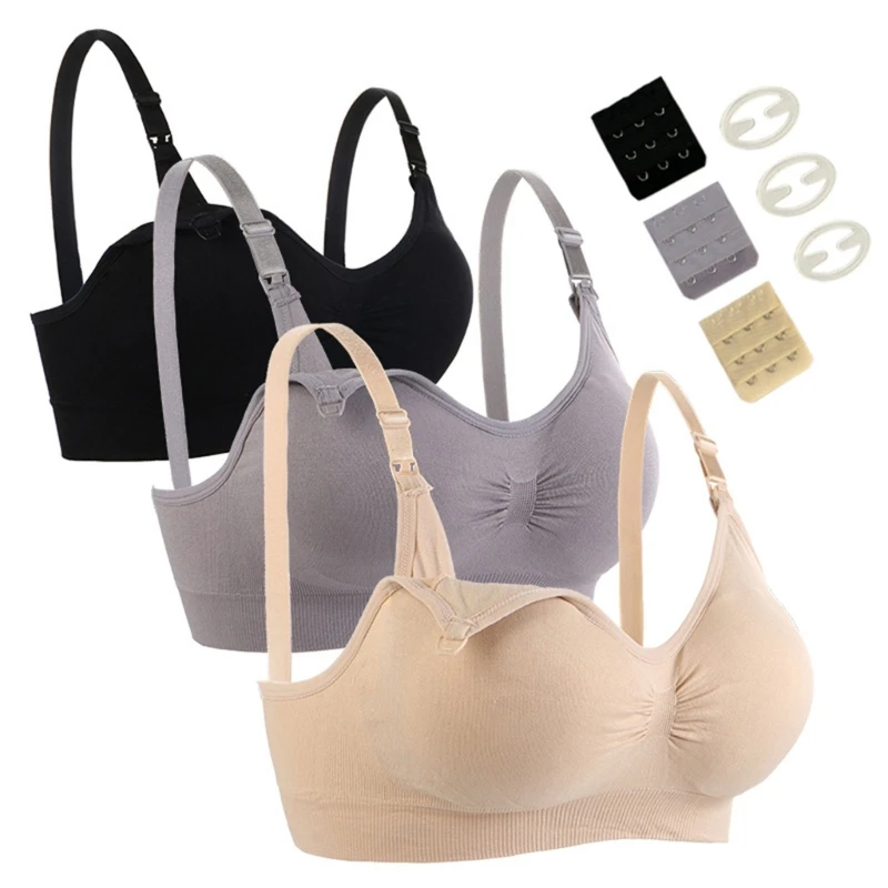 

3Pcs Women Sleeping-Nursing-Bra Wirefree Breastfeeding Maternity Bralette 69HE