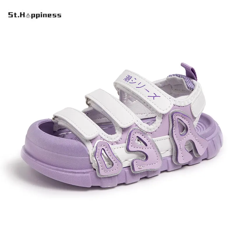 

New Style 2023 Summer Beach Water Children Sandals Fashion Shoes Outdoor Non-slip Soft Bottom Shading Leather Boys Comfortable