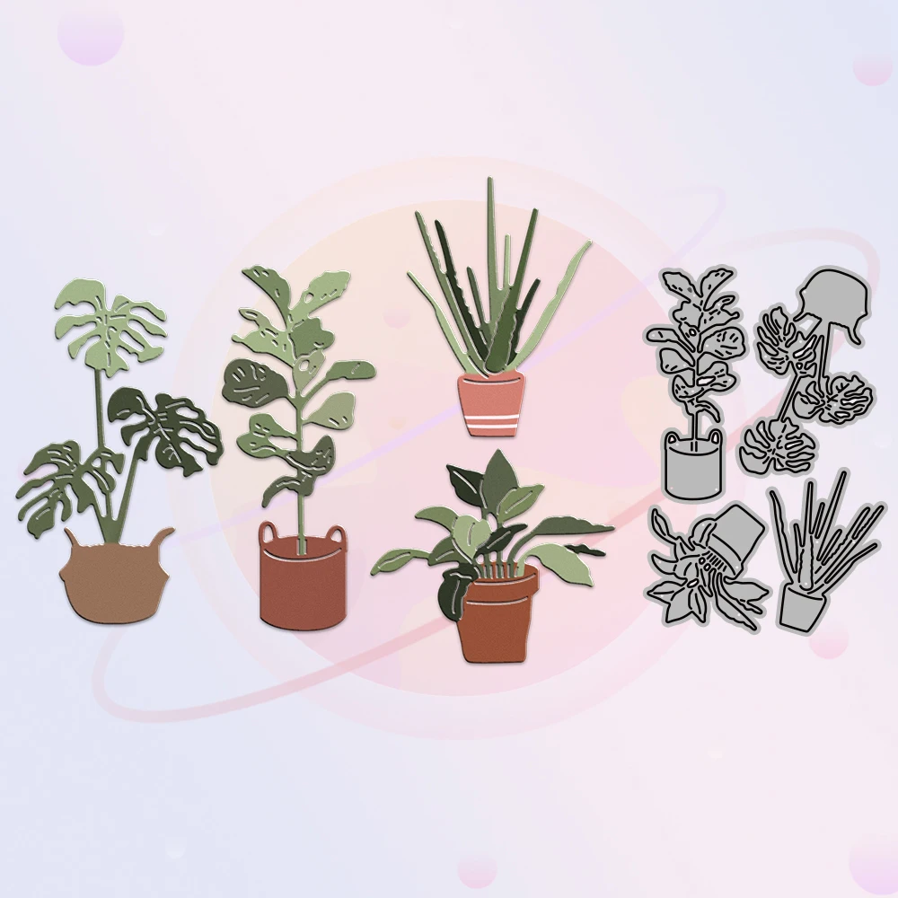 

Spring Potted Plants Cutting Dies Home Garden DIY Scrapbook Cutting Dies Embossed Stencil Decor Metal Dies Cut Paper Card Album