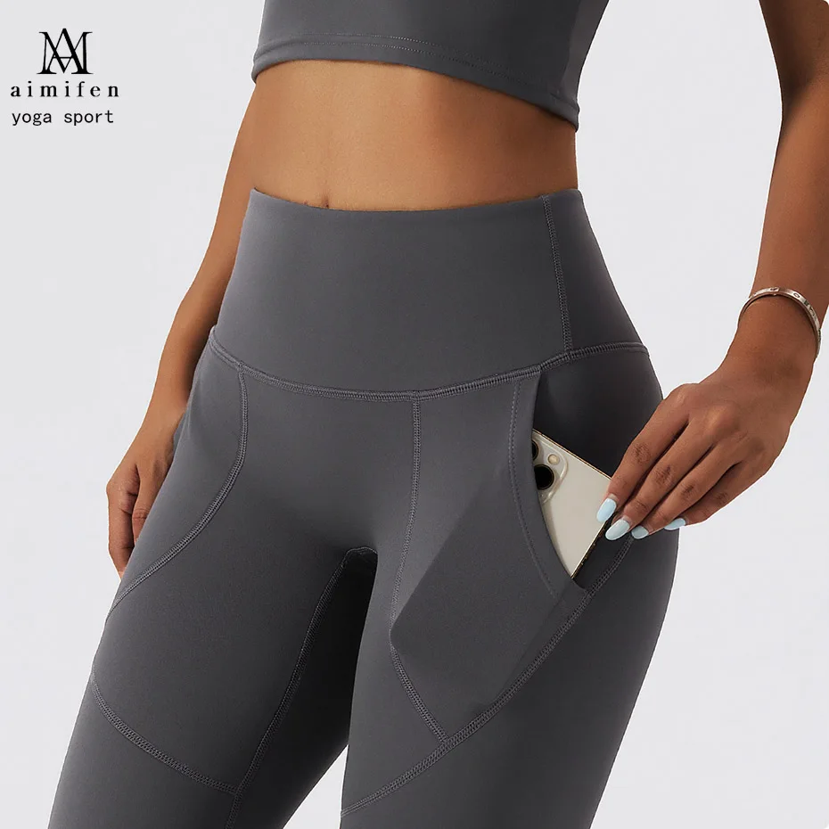 Women Sports Pants High Waist Fitness Yoga Legging Side Pockets Plush Warm Long Tights Leggings Running Trousers Activewear