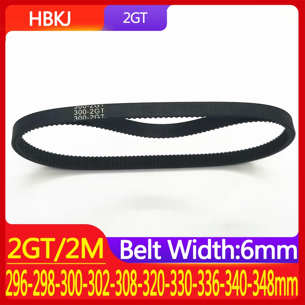 

2GT Synchronous Timing Belt Pitch Length 296 298 300 302 308 320 330 336 340 348mm Width 6mm Rubber Closed