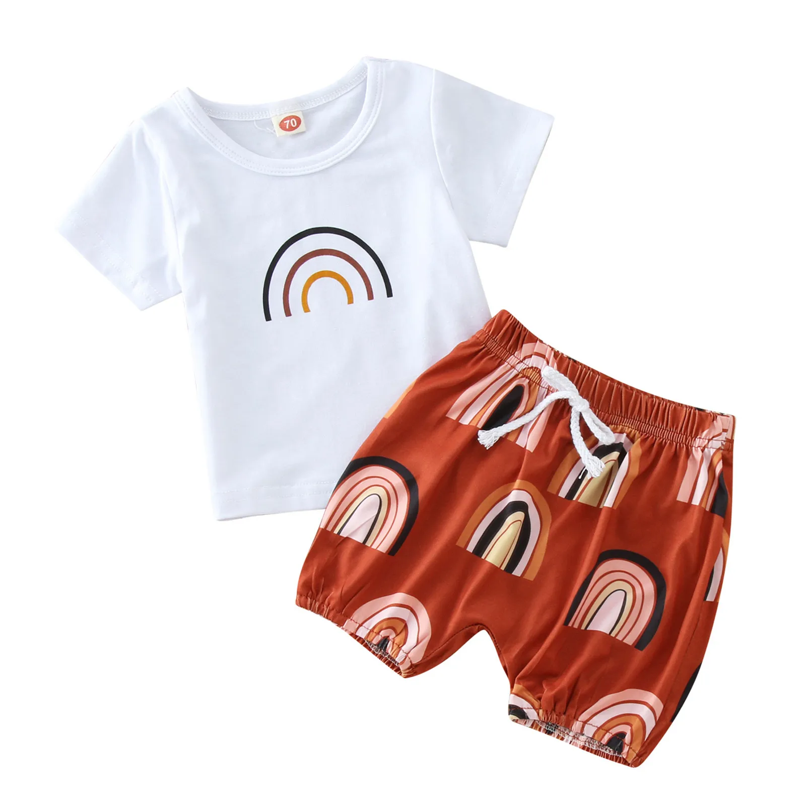 

Infant Boy Sets Clothing Newborn Infant Boys Girls Clothes Summer Short Sleeve Rainbow T Shirt Tops Shorts 0-24 Baby Boy Dresses