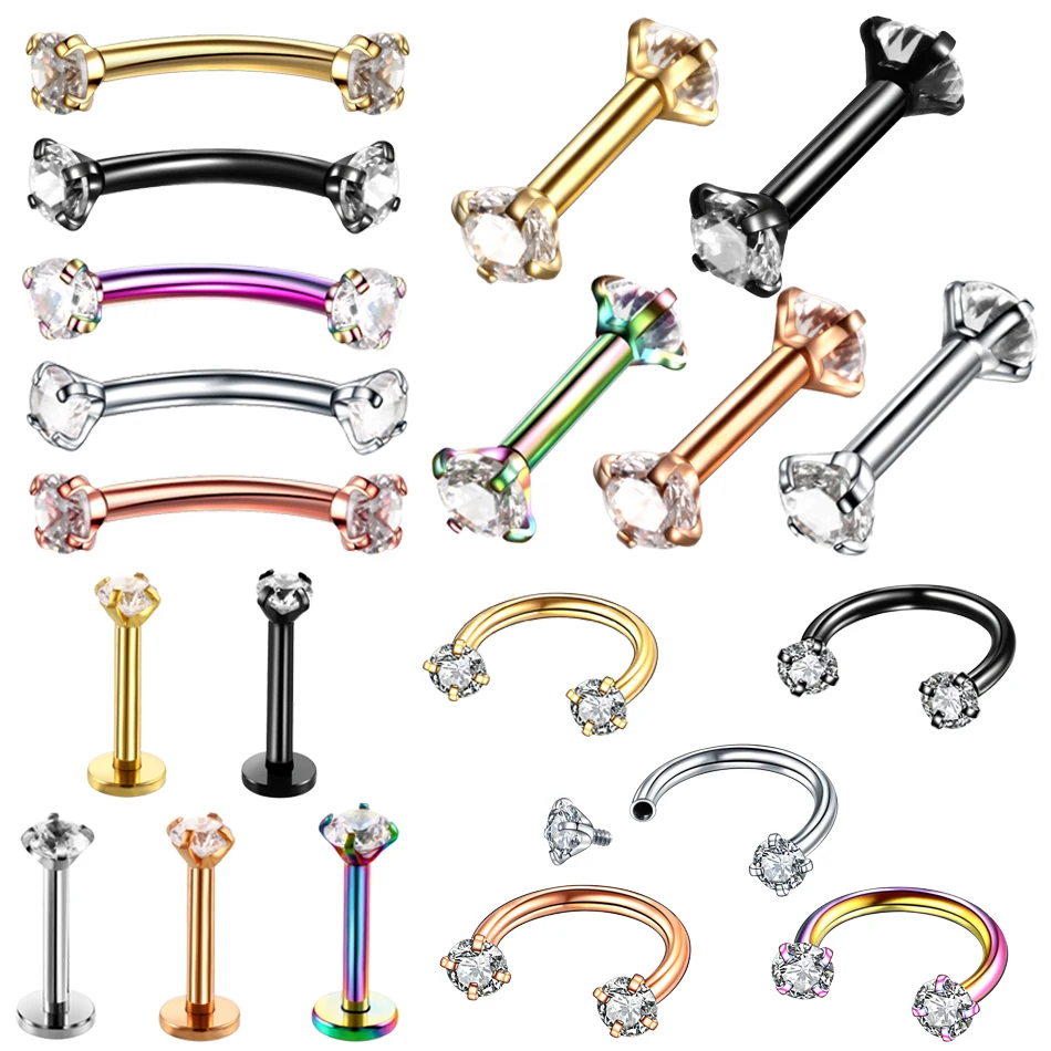 

1Pc 316L Stainless Steel Intertally Threaded Horseshoes Nose ring Eyebroe Labret Ring Ear Stud Ear Cartilage Tragus Body Jewelry