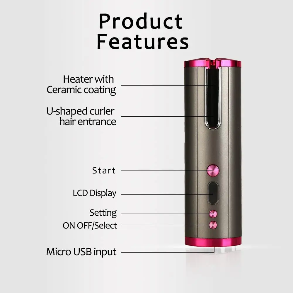 Беспроводной автоматический щипцы для завивки волос портативная перезаряжаемая