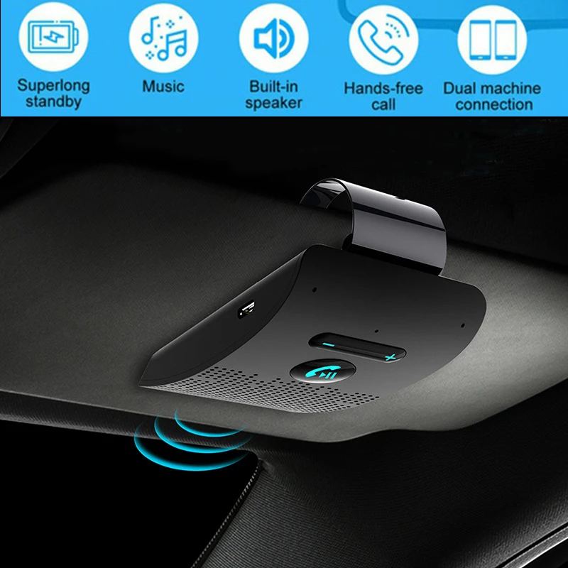 

Bluetooth передатчик беспроводной автомобильный MP3 громкой связи вызов A2DP функция голосового вещания Авто подключение автомобильный солнцезащ...