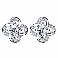 simple stud earrings womens earrings silver accessories lucky grass eternal flower