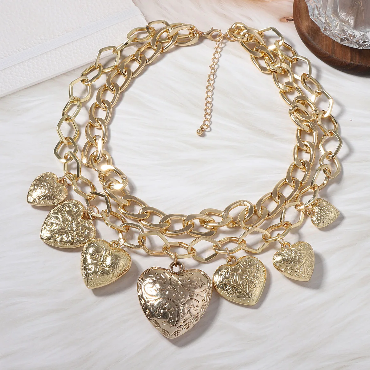 Новое модное двухслойное ожерелье с подвеской в форме сердца стиле хип-хоп ZAA