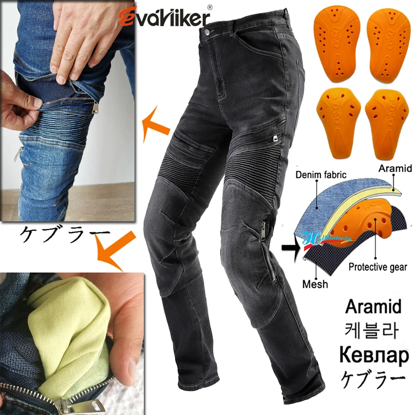 Motorcycle Pants Aramid Motorcycle Jeans Protective Gear Riding Touring Black Men Motorbike Trousers Blue Motocross Jeans F-031