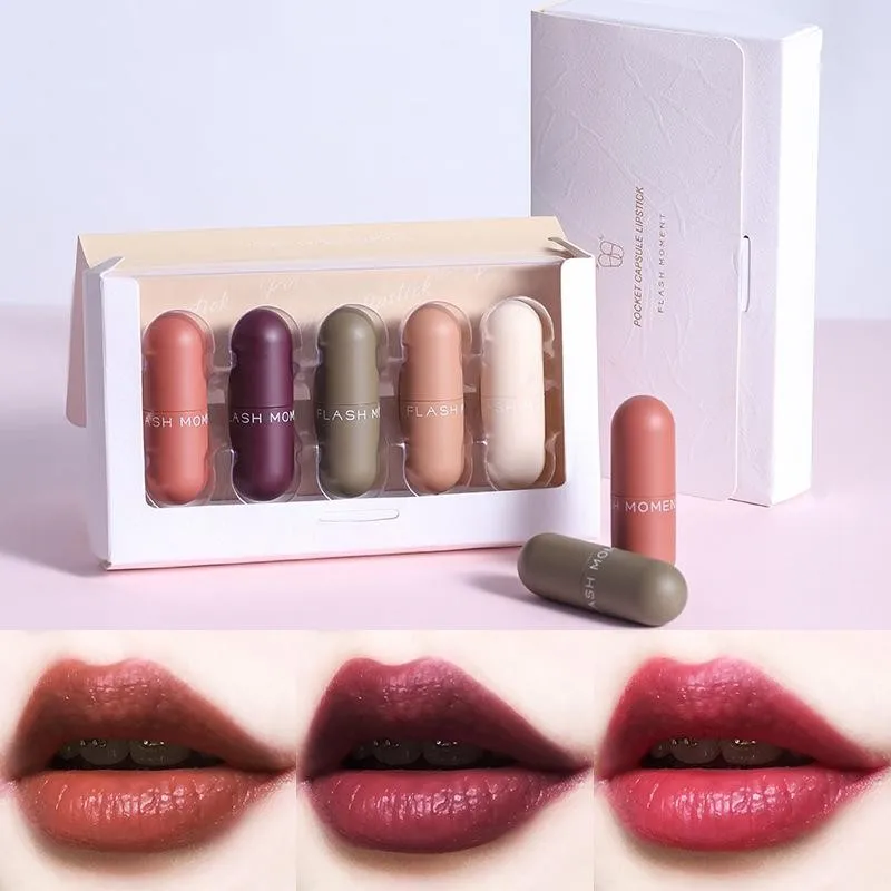 

Mini Capsule Lipstick Set Sample Set 5 Gift Boxes Are Not Easy To Decolor Matte Finish