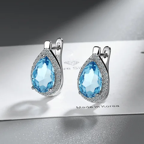 Серьги ZSHANSGL из серебра 925 с синим цирконием