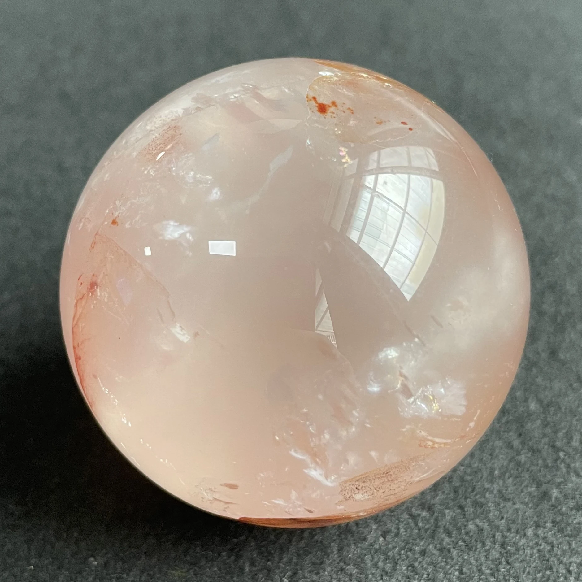 187 г натуральный камень красный прозрачный кварц хрустальный шар Радужная Сфера