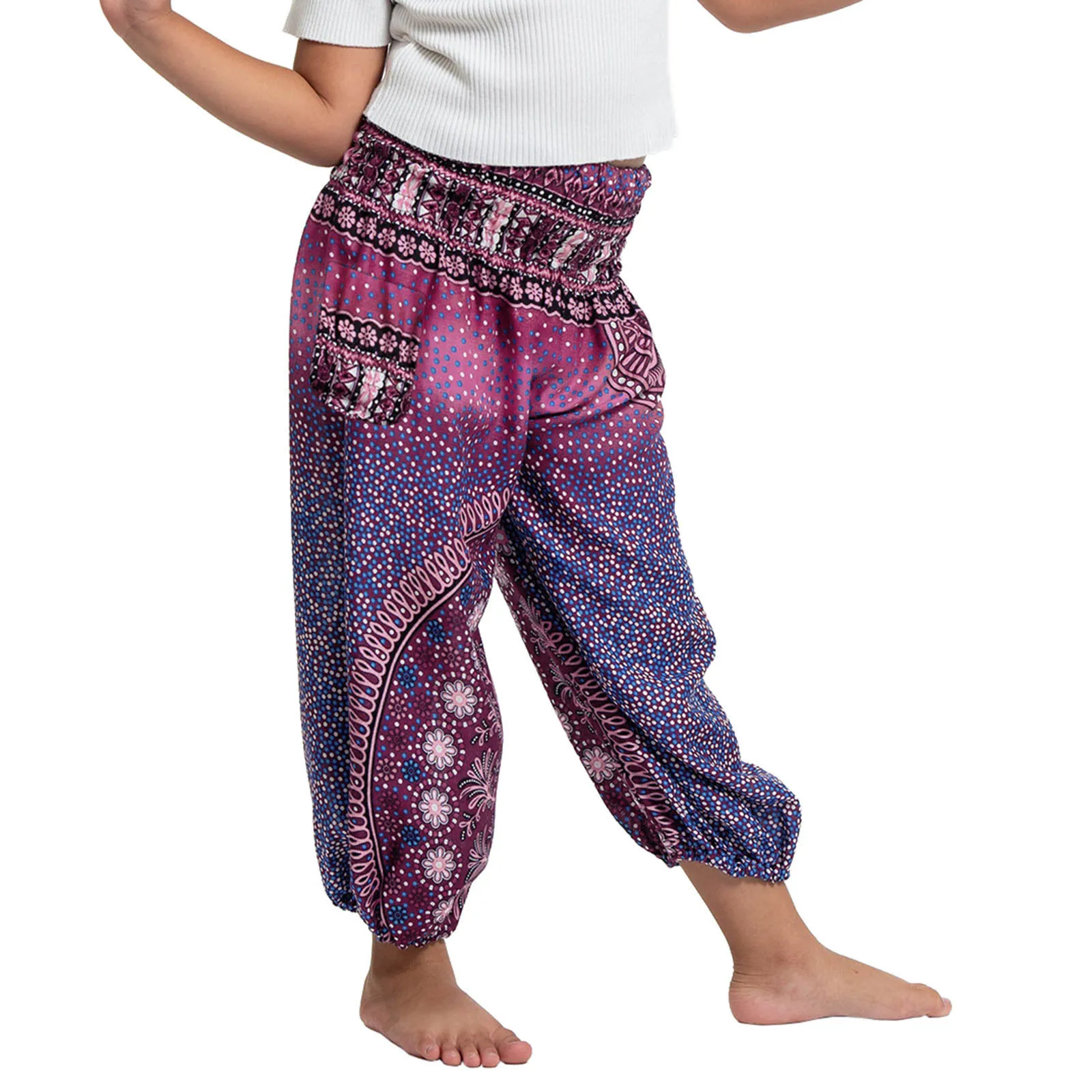 

Gymnastics Clothing Yoga Kids Baggy Trousers Casual Print Loose Activewear Beach Bohemian Rain Pants for Kids Girl Two Years Old