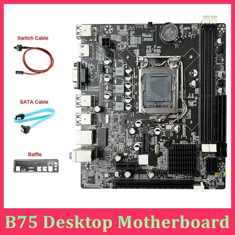 

Материнская плата B75 + кабель SATA + кабель переключателя + перегородка LGA1155 DDR3 поддержка 2X8G PCI E 16X для процессора I3 I5 I7 серии Pentium Celeron