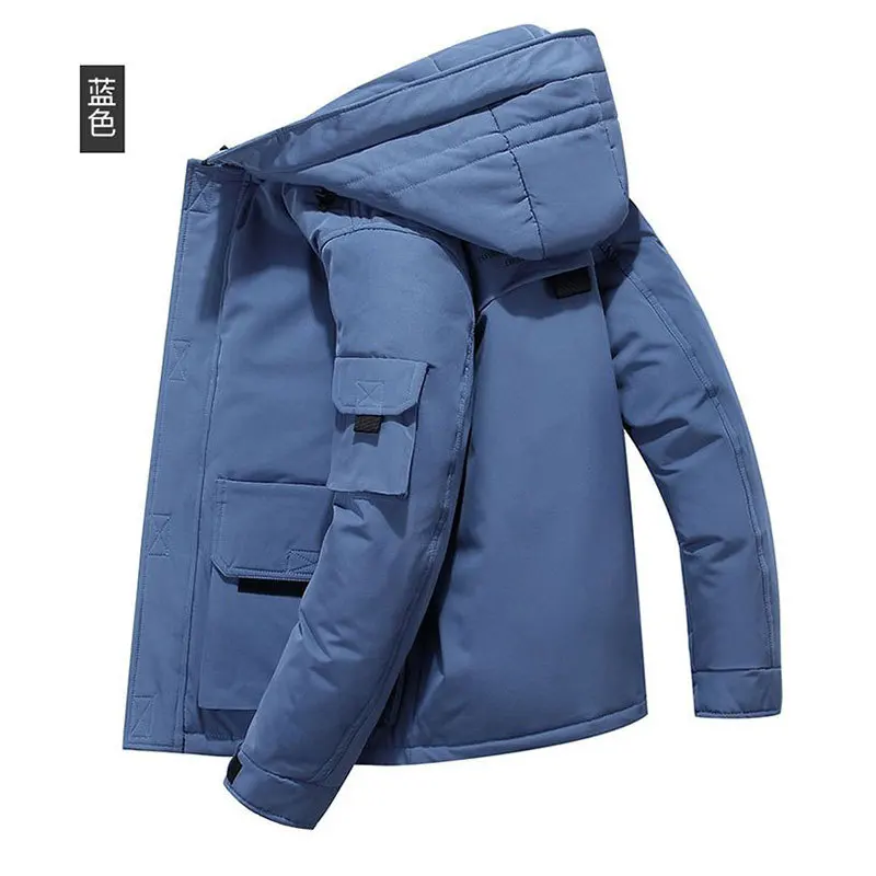 Short Down Coat Men Winter 2022 New Solid Color Hooded Jacket Down Jacket
