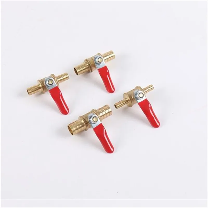 

6/8/10/12mm Hose Barb Red Handle Pagoda Brass Water Oil Air Gas Fuel Line Shutoff Ball Valve Pipe Fittings