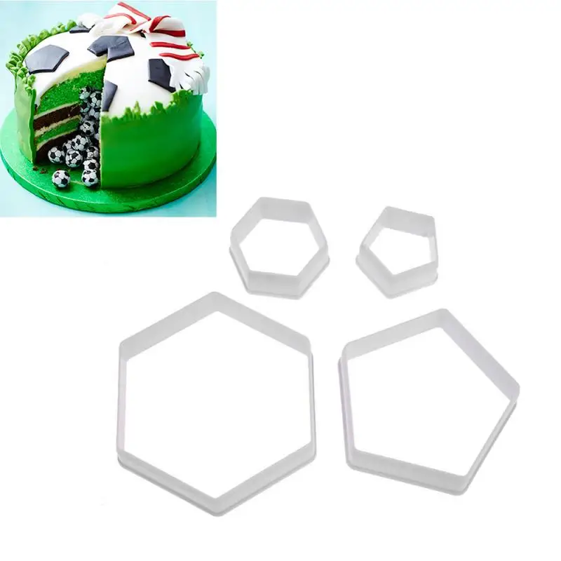 

New Bakeware Hexagon Football Plastic Cookie Cutter Sugar Fondant Cake Decoration Mold Kitchen Accessories Kitchen Cake Tools