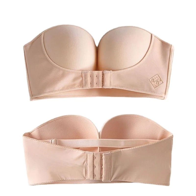 

Plus Size ABC Strapless Push Up Bra Underwear Women Gather Invisible Wedding Dress Breast Strapless Big Breasts Dropshipping