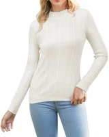 ouges womens lightweight stretchy long sleeve pullover cable knit mock turtleneck sweater