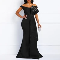 luxury beaded fashion long party dress women elegant formal dinner pearl lace designer mermaid female maxi dresses 2022 summer