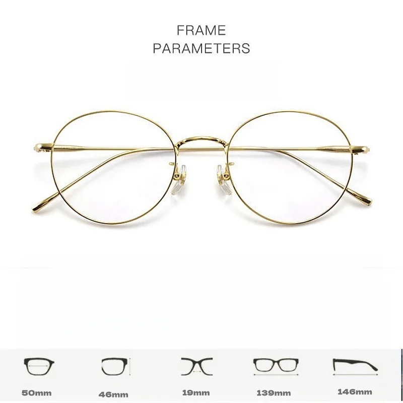 Круглые Женские очки из чистого титана оправа в ретро стиле ультратонкая для