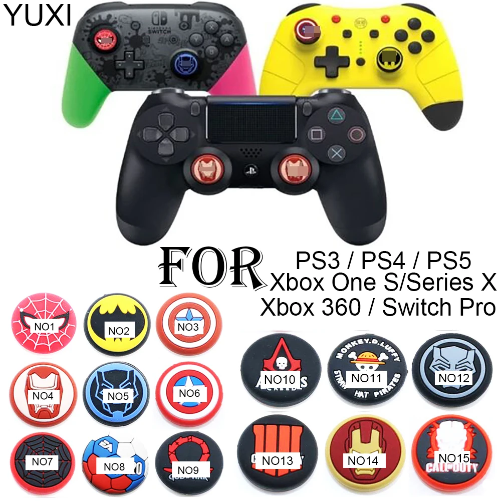

YUXI 2PCS Soft Silicone Thumb Stick Grip Cap Joystick Cover For PS5/PS4/PS3/PS2/xbox Controller accesorios Thumbstick case