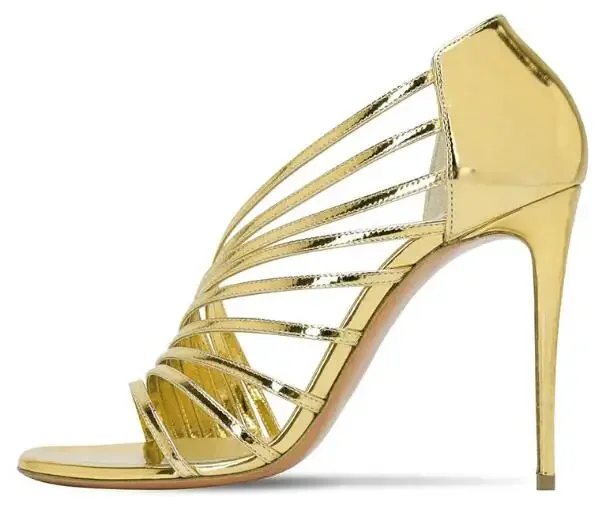Dipsloot золотые сандалии без шнуровки из лакированной кожи женские с узкими